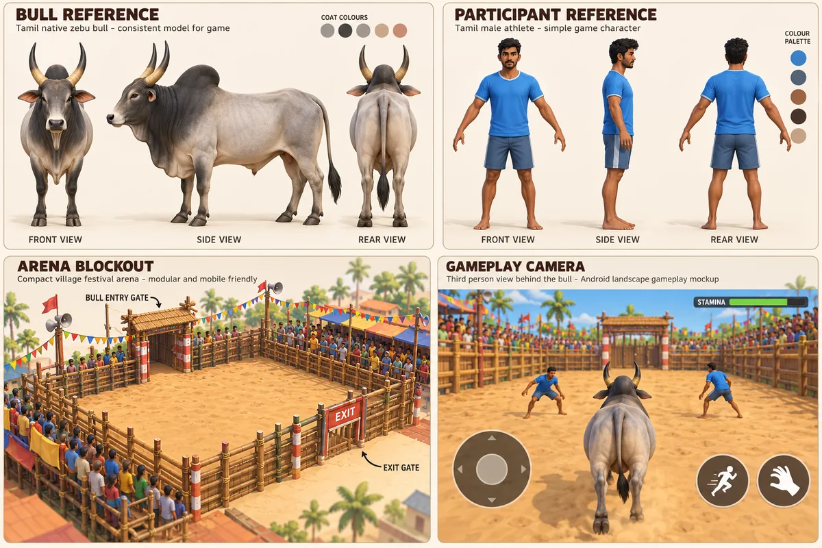 CatchBull initial art reference board