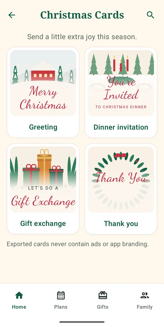 Christmas Planning card templates