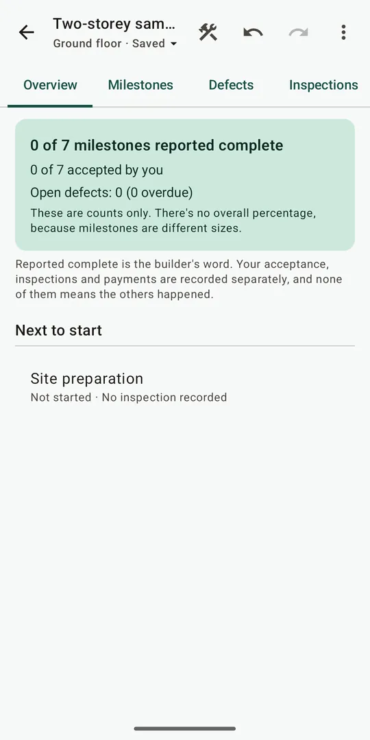 HomeWeave construction overview with milestones