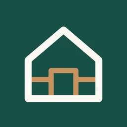 HomeWeave app icon: a house outline over a floor-plan grid